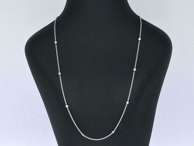 Witgouden ketting met 8 briljant geslepen diamanten - afbeelding 2 van  7