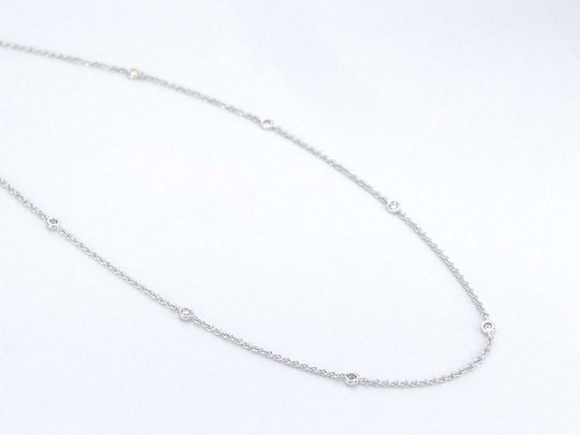 Witgouden ketting met 8 briljant geslepen diamanten - afbeelding 6 van  7