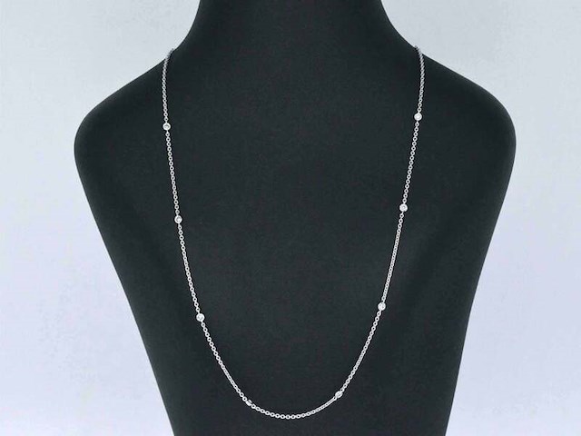 Witgouden ketting met 8 briljant geslepen diamanten - afbeelding 2 van  8