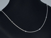 Witgouden ketting met 8 briljant geslepen diamanten - afbeelding 4 van  8