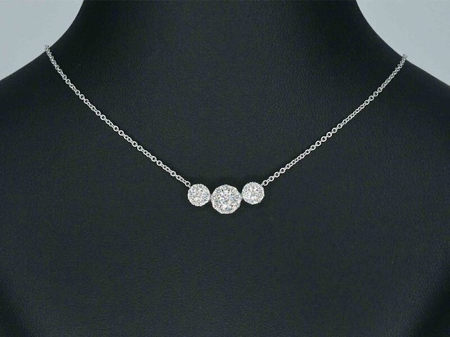 Witgouden ketting met briljant geslepen diamanten - afbeelding 3 van  10