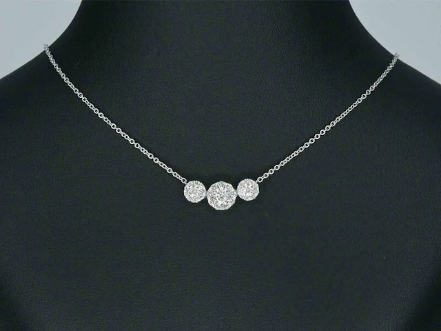 Witgouden ketting met briljant geslepen diamanten - afbeelding 3 van  10