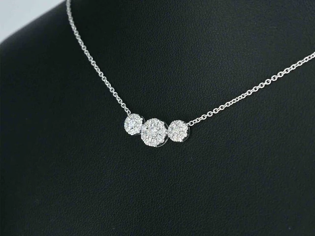 Witgouden ketting met briljant geslepen diamanten - afbeelding 4 van  10