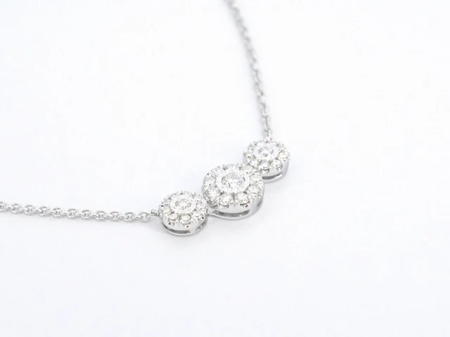 Witgouden ketting met briljant geslepen diamanten - afbeelding 7 van  10