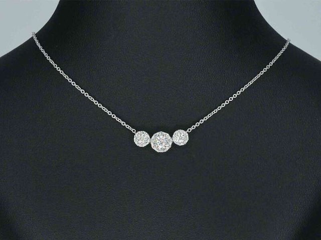 Witgouden ketting met briljant geslepen natuurlijke diamanten - afbeelding 3 van  10