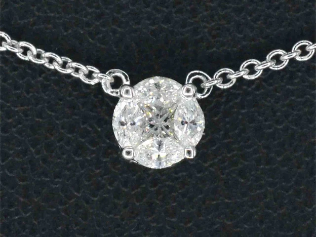 Witgouden ketting met hanger diamant - afbeelding 1 van  8
