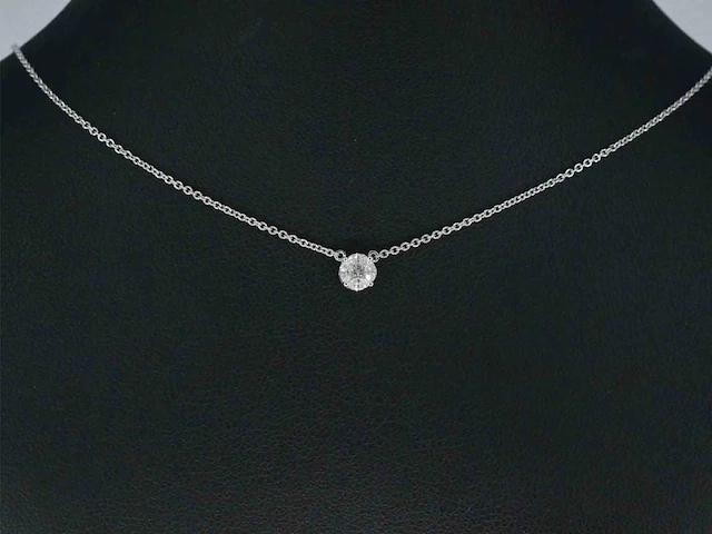 Witgouden ketting met hanger diamant - afbeelding 2 van  8