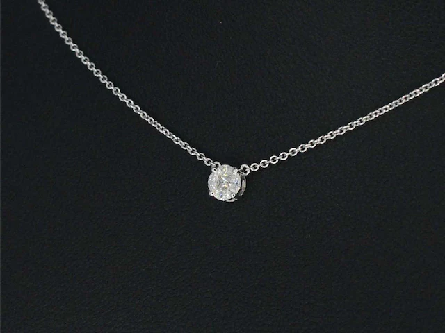 Witgouden ketting met hanger diamant - afbeelding 3 van  8