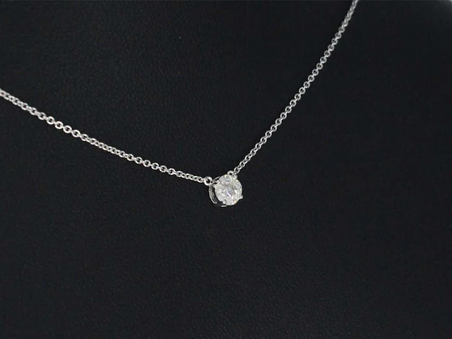Witgouden ketting met hanger diamant - afbeelding 4 van  8