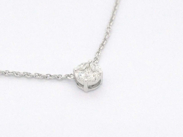 Witgouden ketting met hanger diamant - afbeelding 5 van  8