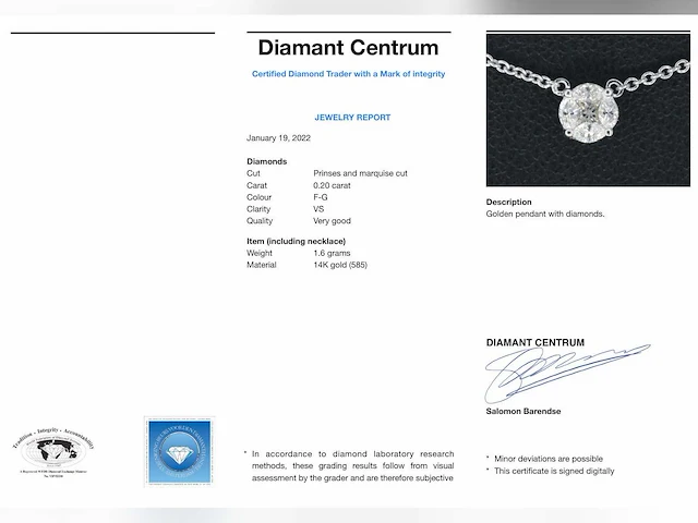 Witgouden ketting met hanger diamant - afbeelding 8 van  8