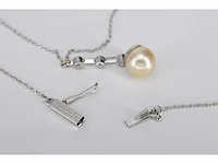 Witgouden ketting met parel en diamanten - afbeelding 4 van  7