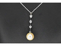Witgouden ketting parel diamant - afbeelding 2 van  6