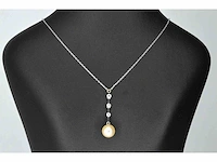 Witgouden ketting parel diamant - afbeelding 5 van  6