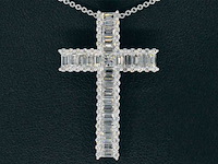 Witgouden kruis hanger met diamanten gezet, excl. ketting