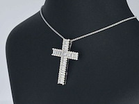 Witgouden kruis hanger met diamanten gezet, excl. ketting - afbeelding 4 van  10
