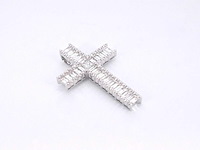 Witgouden kruis hanger met diamanten gezet, excl. ketting - afbeelding 6 van  10