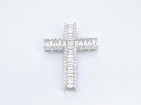 Witgouden kruis hanger met diamanten gezet, excl. ketting - afbeelding 7 van  10