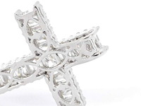 Witgouden kruis hanger met diamanten gezet, excl. ketting - afbeelding 9 van  10
