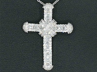 Witgouden kruishanger met diamanten, excl. ketting - afbeelding 1 van  9