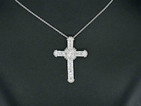 Witgouden kruishanger met diamanten, excl. ketting - afbeelding 2 van  9