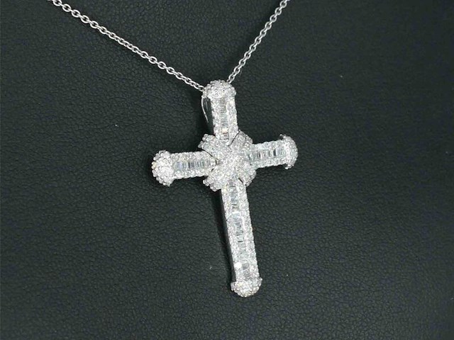 Witgouden kruishanger met diamanten, excl. ketting - afbeelding 4 van  9