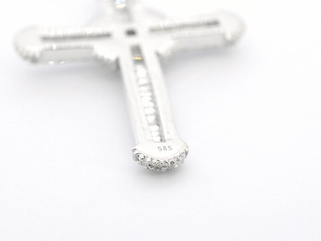 Witgouden kruishanger met diamanten, excl. ketting - afbeelding 7 van  9