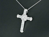 Witgouden kruishanger met diamanten, excl. ketting - afbeelding 3 van  9