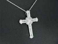 Witgouden kruishanger met diamanten, excl. ketting - afbeelding 4 van  9