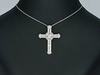 Witgouden kruishanger met diamanten, excl. ketting - afbeelding 2 van  7