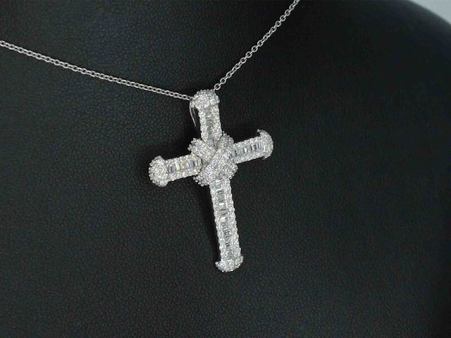 Witgouden kruishanger met diamanten, excl. ketting - afbeelding 4 van  7