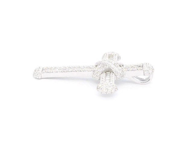 Witgouden kruishanger met diamanten, excl. ketting - afbeelding 5 van  7