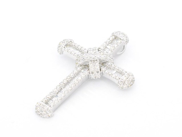 Witgouden kruishanger met diamanten, excl. ketting - afbeelding 6 van  7