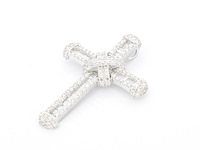 Witgouden kruishanger met diamanten, excl. ketting - afbeelding 6 van  7