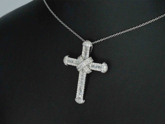 Witgouden kruishanger met diamanten - afbeelding 4 van  6