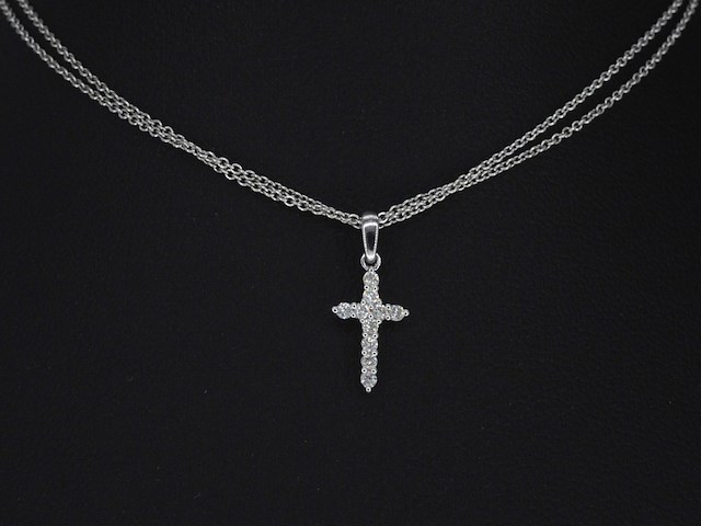 Witgouden kruishanger met natuurlijk diamanten, excl. ketting - afbeelding 1 van  6