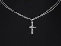 Witgouden kruishanger met natuurlijk diamanten, excl. ketting - afbeelding 1 van  6