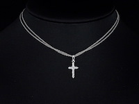 Witgouden kruishanger met natuurlijk diamanten, excl. ketting - afbeelding 2 van  6