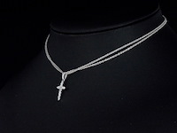 Witgouden kruishanger met natuurlijk diamanten, excl. ketting - afbeelding 4 van  6