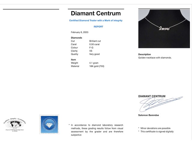 Witgouden love collier met diamanten - afbeelding 3 van  8