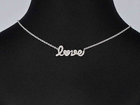 Witgouden love collier met diamanten - afbeelding 4 van  8