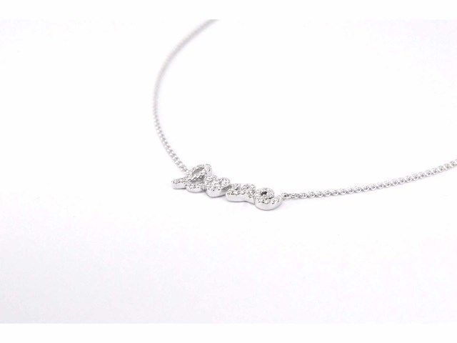 Witgouden love collier met diamanten - afbeelding 7 van  8
