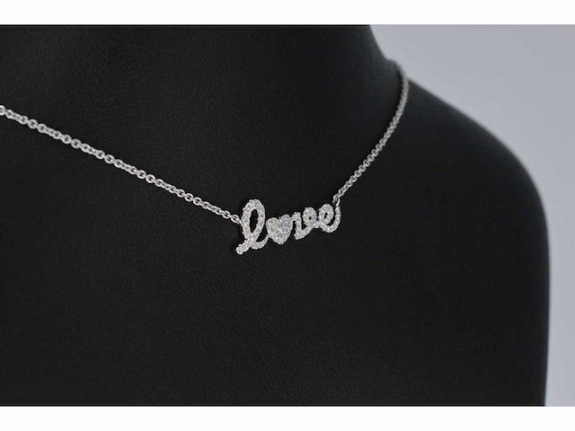 Witgouden love collier met diamanten - afbeelding 5 van  8