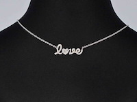 Witgouden 'love' collier met diamanten - afbeelding 3 van  9