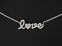 Witgouden 'love' collier met diamanten - afbeelding 2 van  9