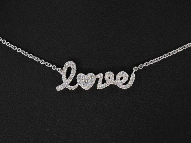 Witgouden 'love' collier met natuurlijke diamanten - afbeelding 2 van  9