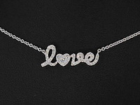Witgouden 'love' collier met natuurlijke diamanten - afbeelding 2 van  9
