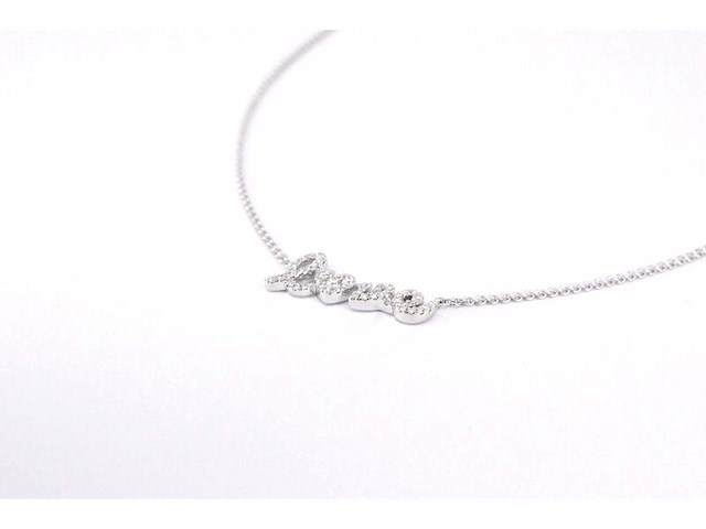 Witgouden 'love' collier met natuurlijke diamanten - afbeelding 6 van  9