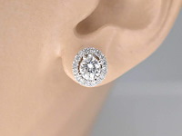 Witgouden natuurlijke diamanten entourage oorbellen van 1.50 carat - afbeelding 2 van  5