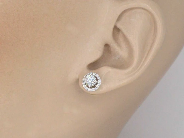 Witgouden oorbellen briljant 1.00 ct - afbeelding 6 van  9